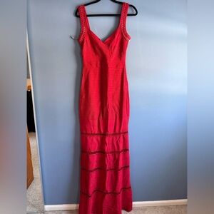 Herve Leger Vibrant Red Textured Dress